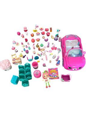 Shopkins Huge Bundle Lot With Accessories Figures Pink Convertible Car Doll 80pc